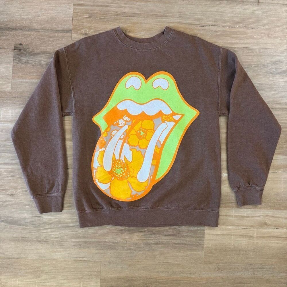Urban Outfitters The Rolling Stones Brown Pullover Sweatshirt Size Small Classic